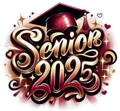 Golden Senior 2025 Airbrushed Maroon DTF (direct-to-film) Transfer