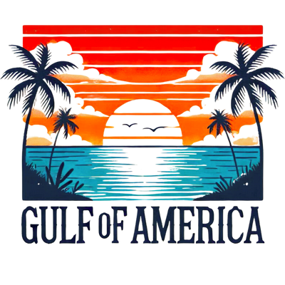 Golf Of America With Oceanscape In Blue And Orange  DTF (direct-to-film) Transfer