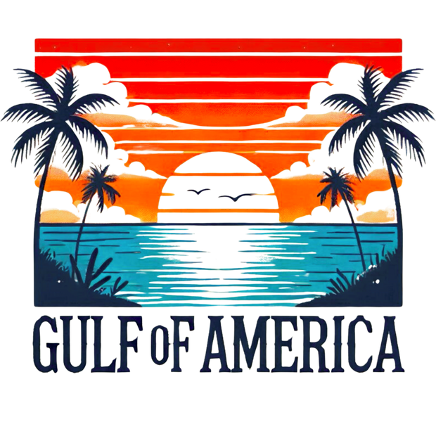 Golf Of America With Oceanscape In Blue And Orange  DTF (direct-to-film) Transfer