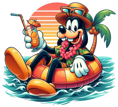 Goofy in Orange Tube DTF (direct-to-film) Transfer