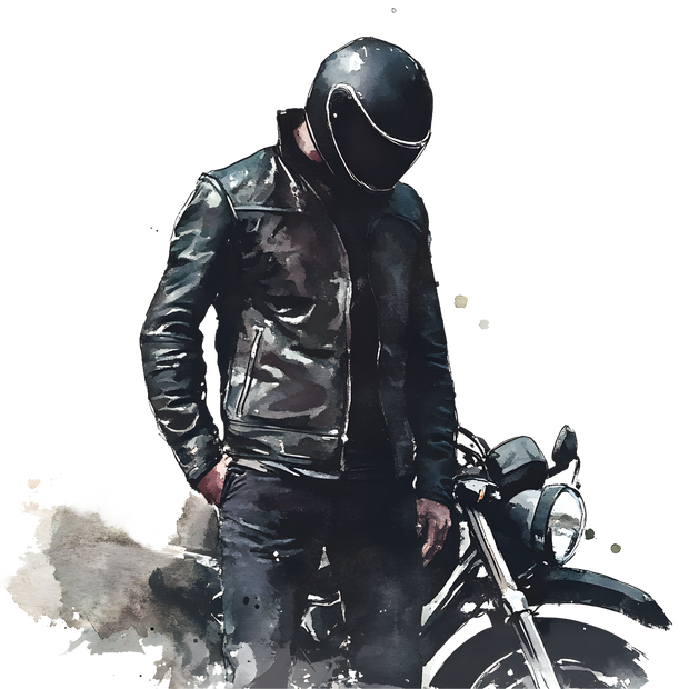 Gray & Black Biker DTF (direct-to-film) Transfer