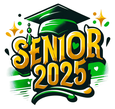 Green Cap Senior 2025 Airbrushed Green and Gold DTF (direct-to-film) Transfer