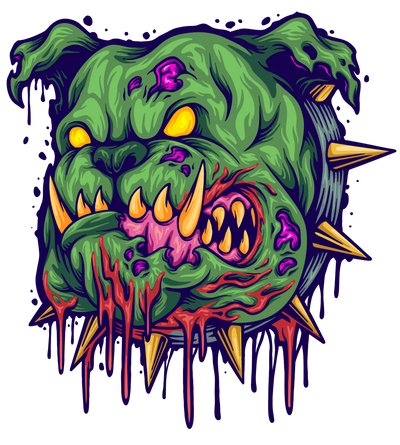 Green Dog & Spike Collar Color Drip DTF (direct-to-film) Transfer