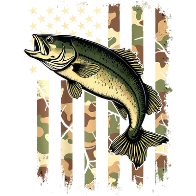 Green Fish on Camo Flag DTF (direct-to-film) Transfer