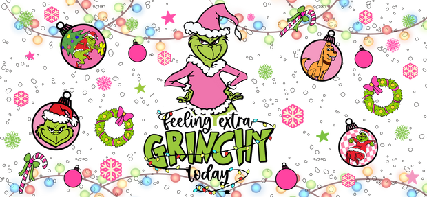 Green Grinchy G Man Ornaments 16oz UV DTF Libby Cup Wrap