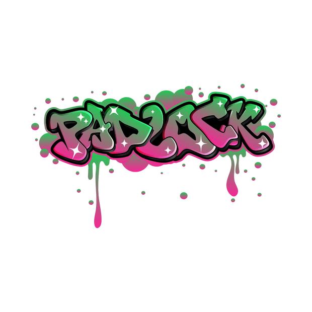 Green & Pink Padlock Color Drip DTF (direct-to-film) Transfer