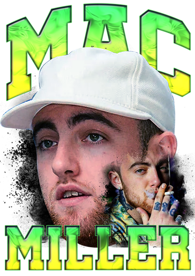 Green & Yellow Font Mac Miller DTF (direct-to-film) Transfer