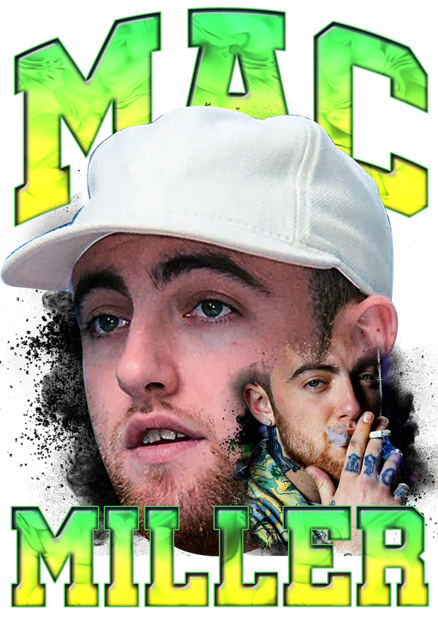 Green & Yellow Font Mac Miller DTF (direct-to-film) Transfer