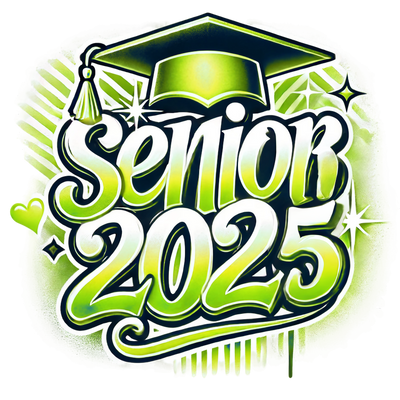 Green & Yellow Senior 2025 Airbrushed DTF (direct-to-film) Transfer