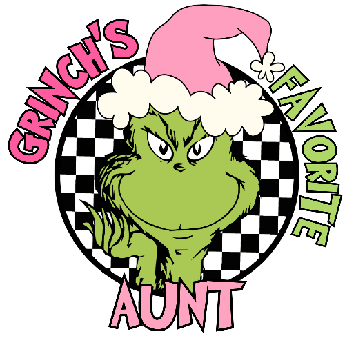 Grinches Favorite Aunt Pink Christmas DTF (direct-to-film) Transfer