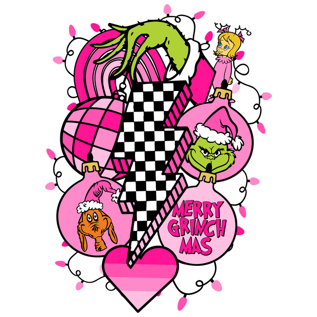 Grinchmas Retro Checkers Direct to Film DTF Transfer - Twisted Image Transfers