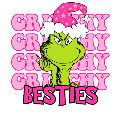 Grinchy Grinchy Grinchy Besties Pink Christmas DTF (direct-to-film) Transfer