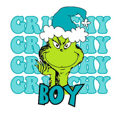 Grinchy Grinchy Grinchy Boy Blue Christmas DTF (direct-to-film) Transfer