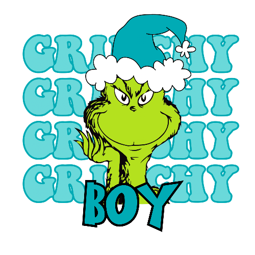 Grinchy Grinchy Grinchy Boy Blue Christmas DTF (direct-to-film) Transfer