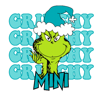 Grinchy Grinchy Grinchy Mini Blue Christmas(1) DTF (direct-to-film) Transfer