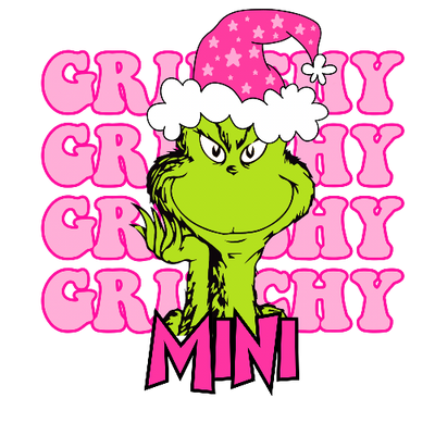 Grinchy Grinchy Grinchy Mini Pink Christmas DTF (direct-to-film) Transfer