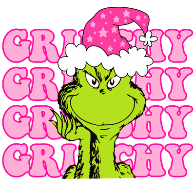 Grinchy Grinchy Grinchy Pink Christmas DTF (direct-to-film) Transfer