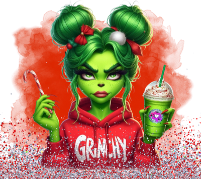 Grinchy Peppermint Girl Christmas DTF (direct-to-film) Transfer