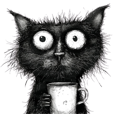 Grumpy Coffee Cat (10) Halloween DTF (direct-to-film) Transfer