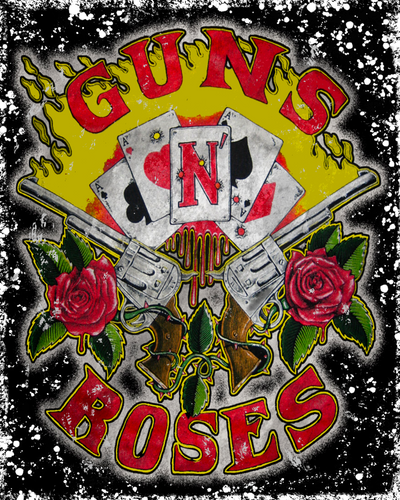Guns And Roses Cards BLK DTF (direct-to-film) Transfer