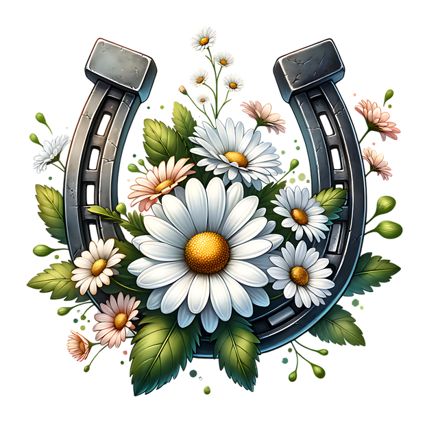 HORSESHOE DAISY CLIPART DTF (direct-to-film)