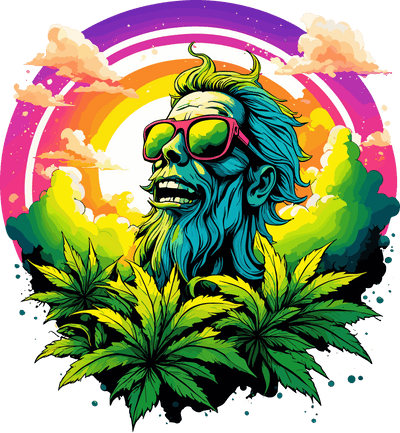 Hairy Man in Glasses Color Drip DTF (direct-to-film) Transfer