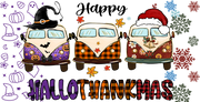 Hallothanksmas -Bus Happy Hallothanksmas 16oz UV DTF Libby Cup Wrap