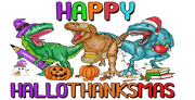 Hallothanksmas -Dinosaur Happy Hallothanksmas 16oz UV DTF Libby Cup Wrap