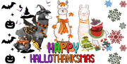 Hallothanksmas -Llama Happy Hallothanksmas 16oz UV DTF Libby Cup Wrap