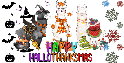 Hallothanksmas -Llama Happy Hallothanksmas 16oz UV DTF Libby Cup Wrap