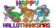 Hallothanksmas Dinosaur Happy Hallothanksmas 16oz UV DTF Libby Cup Wrap