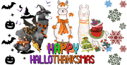 Hallothanksmas Llama Happy Hallothanksmas 16oz UV DTF Libby Cup Wrap