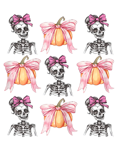 Halloween Coquette Skeleton With Pumpkin DTF (direct-to-film) Transfer