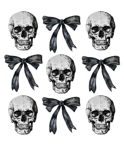 Halloween Coquette Skull With Tie Bow Black DTF (direct-to-film) Transfer (Copy)