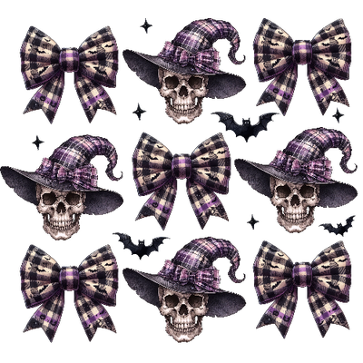 Halloween Coquette Skull With Tie Bow Black DTF (direct-to-film) Transfer