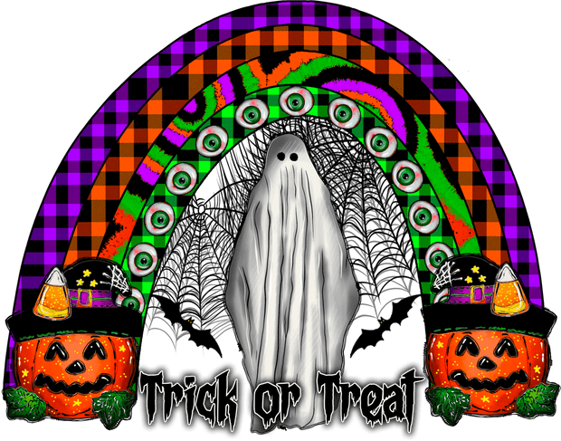Halloween Rainbow Trick or Treat DTF Direct to Film Transfer - Twisted Image Transfers