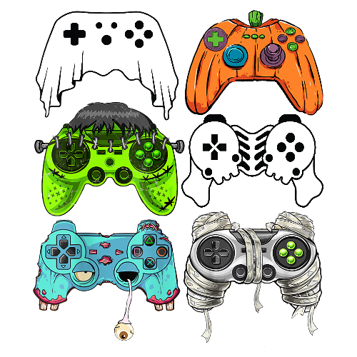 Halloween Skeleton Zombie Gaming Controllers DTF (direct-to-film) Transfer