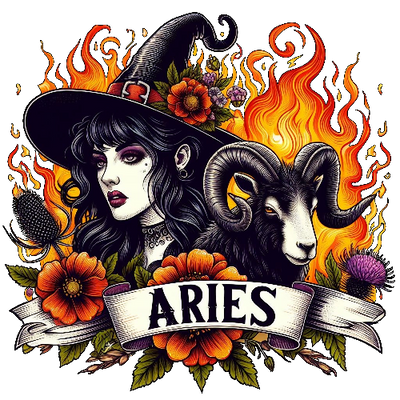 Halloween Witch Aries DTF (direct-to-film) Transfer