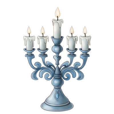 Hanukkah 5 Candles Blue Stand DTF (direct-to-film) Transfer