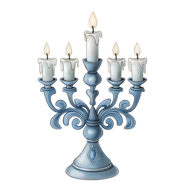 Hanukkah 5 Candles Blue Stand DTF (direct-to-film) Transfer