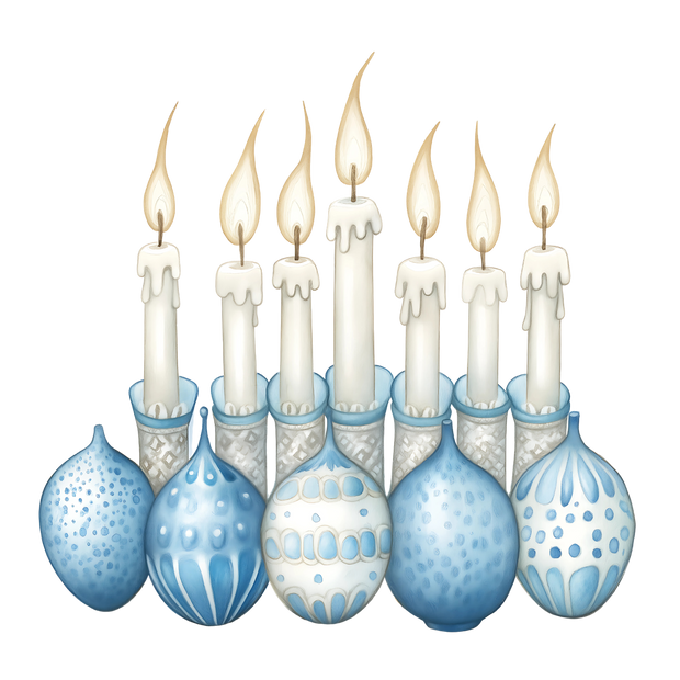 Hanukkah Blue 7 Candles DTF (direct-to-film) Transfer