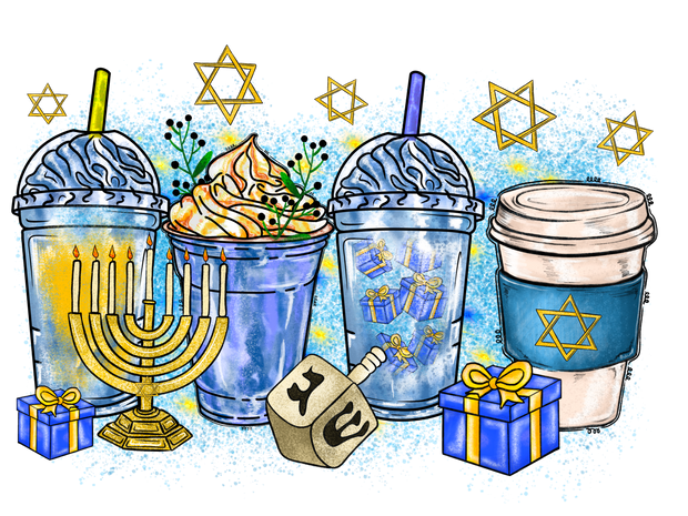 Hanukkah Drinks & 5 Stars DTF (direct-to-film) Transfer