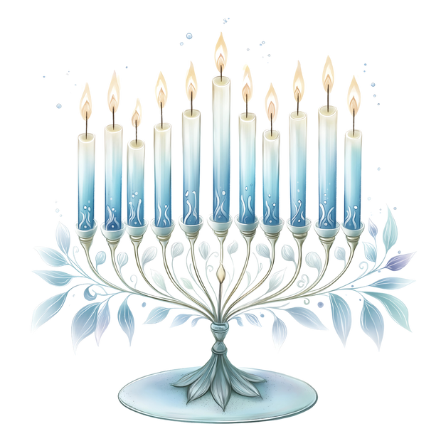 Hanukkah Light Blue Candles DTF (direct-to-film) Transfer