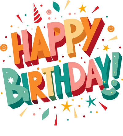 Happy Birthday Color Drops DTF (direct-to-film) Transfer