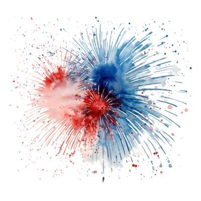 Happy Fourth Of July Fireworks in Red And Blue 2  DTF (direct-to-film) Transfer