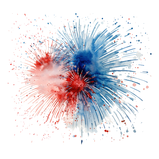 Happy Fourth Of July Fireworks in Red And Blue 2  DTF (direct-to-film) Transfer