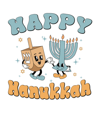 Happy Hanukkah Characters DTF (direct-to-film) Transfer