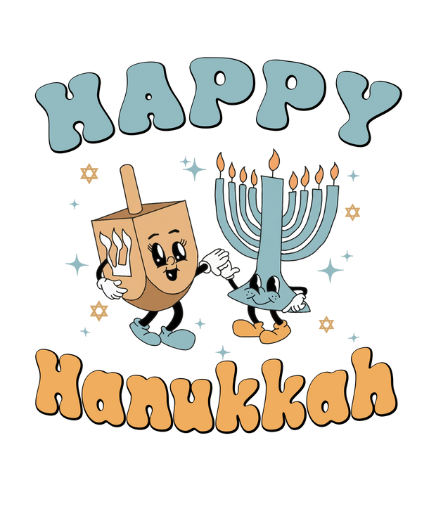 Happy Hanukkah Characters DTF (direct-to-film) Transfer