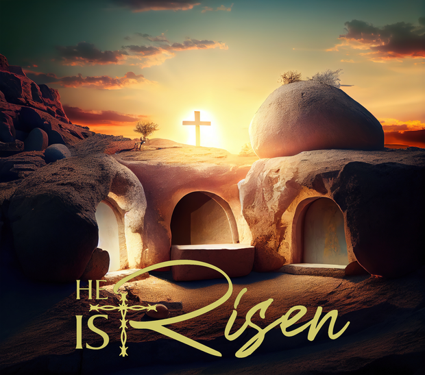 He Is Risen Empty Tomb In Brown And Yellow Hues UV-DTF 20 oz Skinny Tumbler Wrap