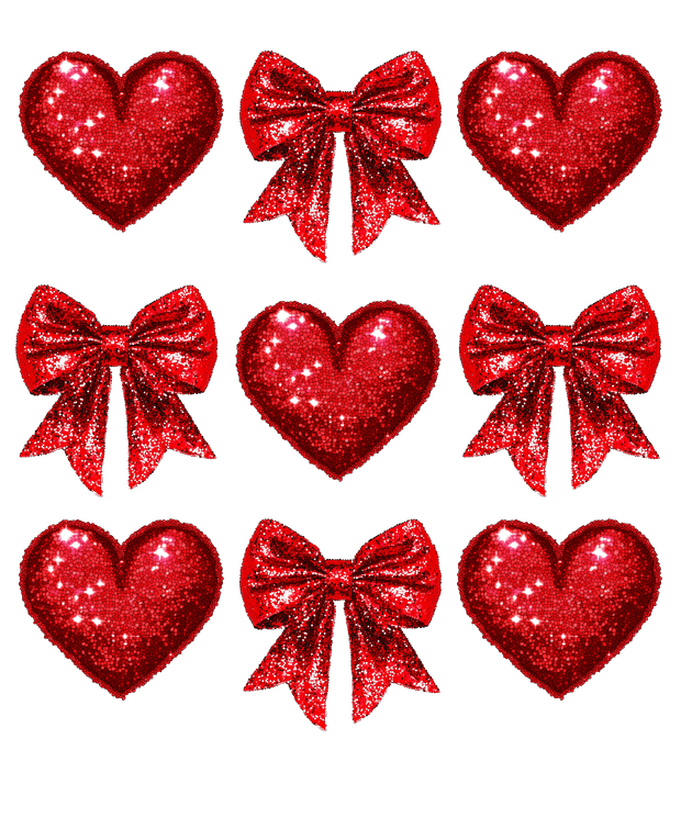 Heart With bow Coquette In Red Shimmer DTF (direct-to-film) Transfer